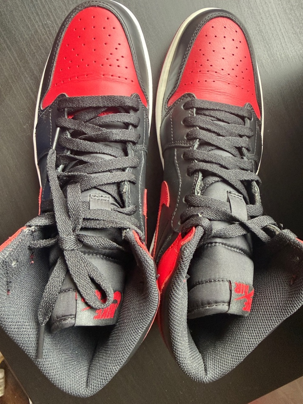 Nike High-Top Sneakers in Black & Red